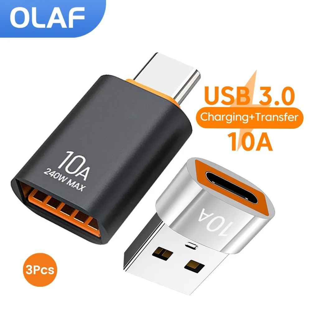 10A OTG USB 3.0 to Type C Adapter USB Female to Type C Male Fast Charging Adadpt