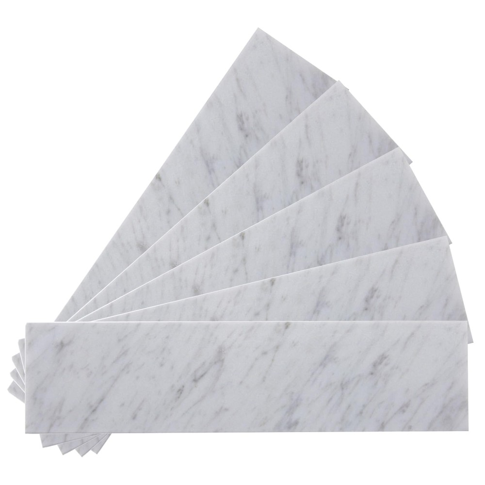 Carrara Marble Subway Tile 3x12 Natural Stone Peel & Stick Backsplash