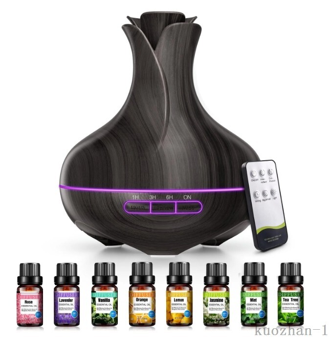 600ml Vase-Shaped Essential Oil Diffuser with 8 Oil Aromatherapy Set