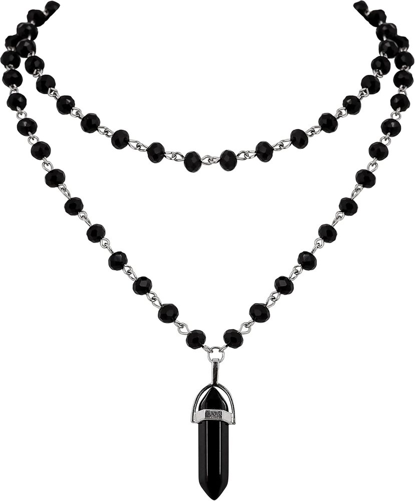 Gothic Crystal Choker Necklace, Layered Black Choker, Gothic Necklace for Women,