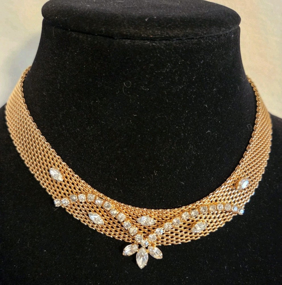 Julio Designer Mesh Choker with Rhinestone Crystals