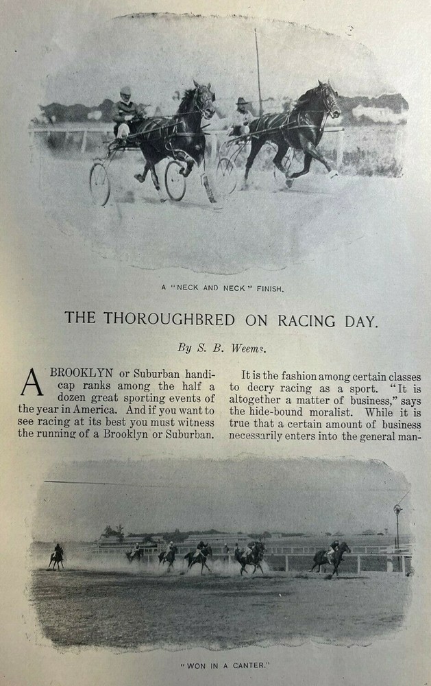 1898 Thoroughbred Horse Racing in New York City illustrated