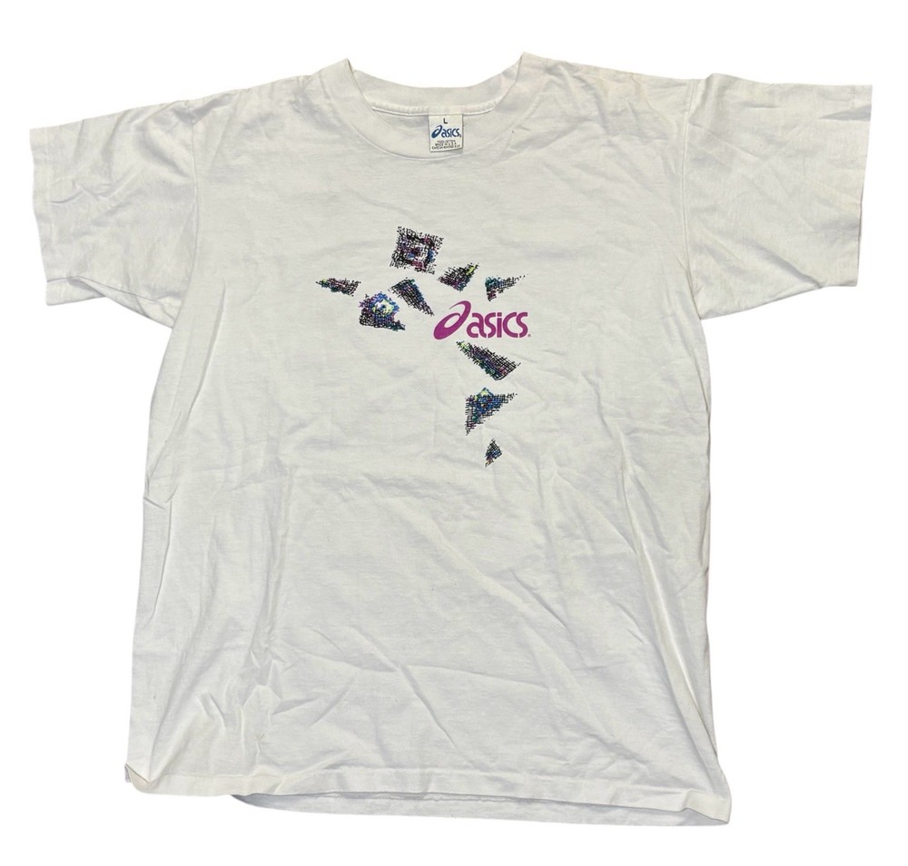 VTG Y2K Asics Volleyball White T-Shirt Men’s Large Sportswear Graffiti
