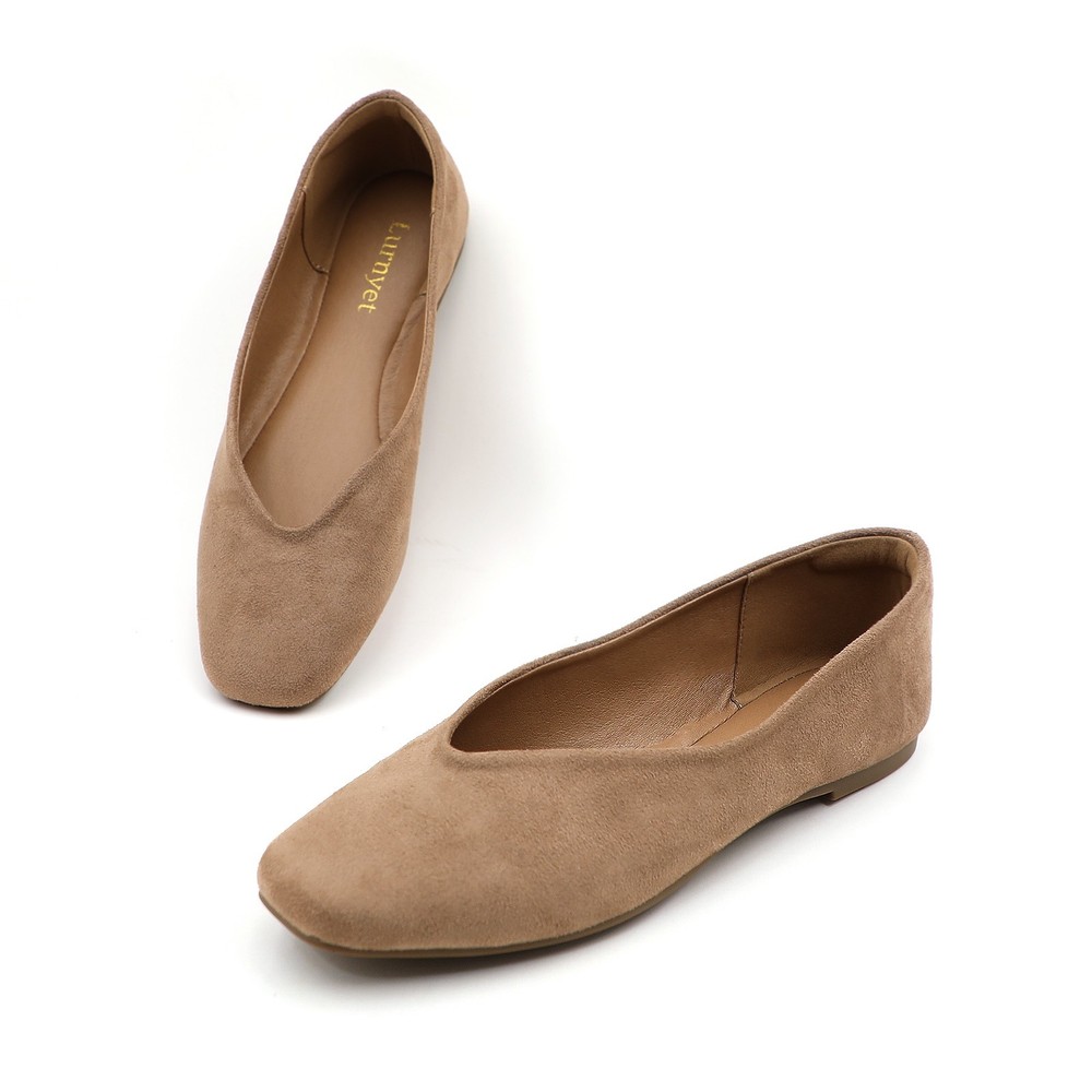 Lurnyet Women's Cushioned Insole Square Toe Ballet Flats