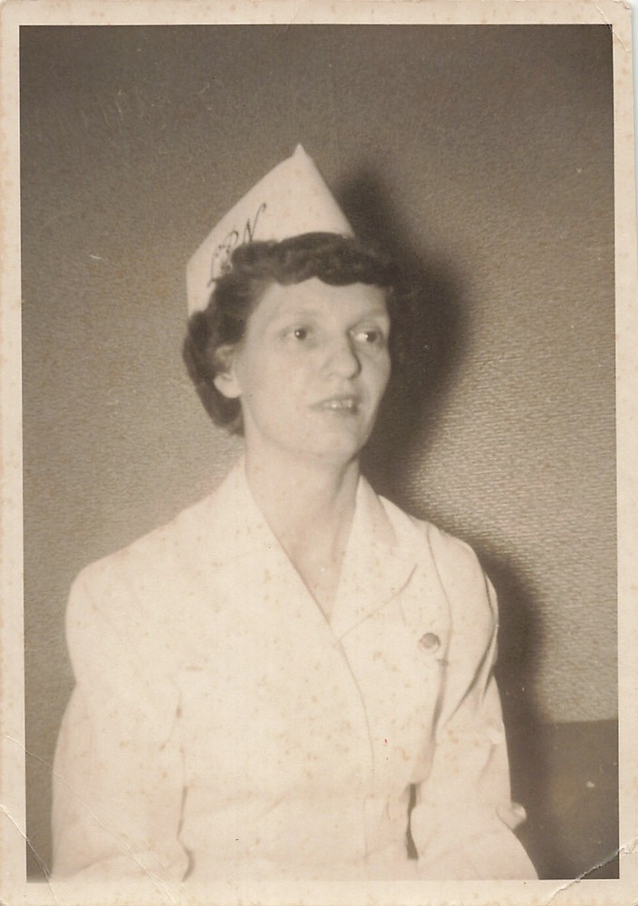 1940s Vintage Nurse Photo RN Hat Uniform Medical Hospital Portrait 5x7 B&W