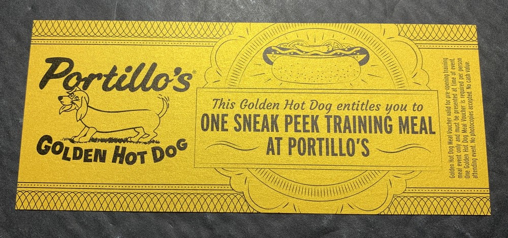 Portillo’s Restaurant Hot Dog Coupon Dachshund Weiner Dog Logo Great Artwork-image