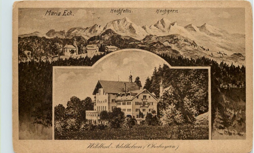 Wildbad Adelholzen - artist postcard Eugen Felle -607276