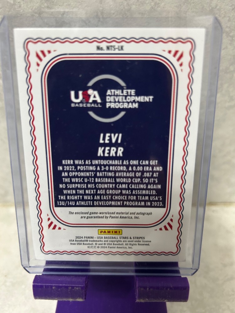 2024 PANINI STARS AND STRIPES  (“LEVI KERR”) BLUE AUTO JERSEY PATCH CARD 12/25
