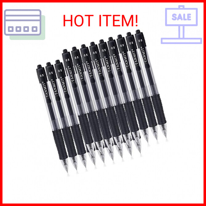 Tanmit Gel Pens Retractable Black Ink Rollerball Pens, Fine Point Ballpoint Writ
