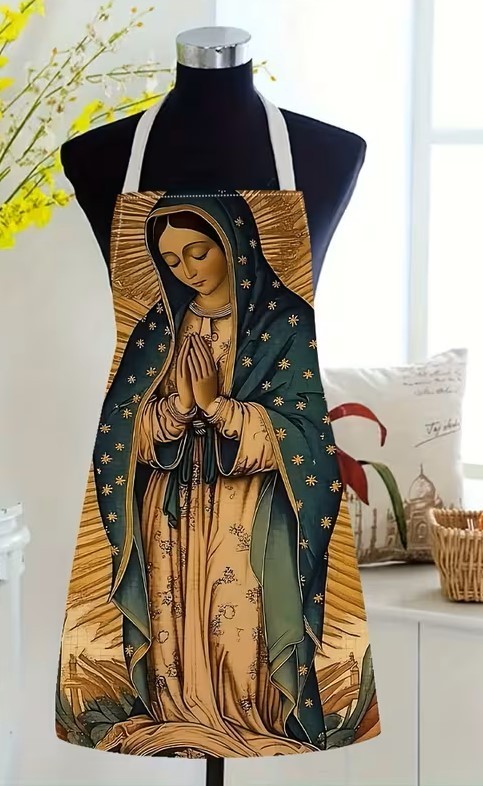 Kitchen Large Apron with Lady of Guadalupe Full Image Print (FREE Guadalupe Bag)