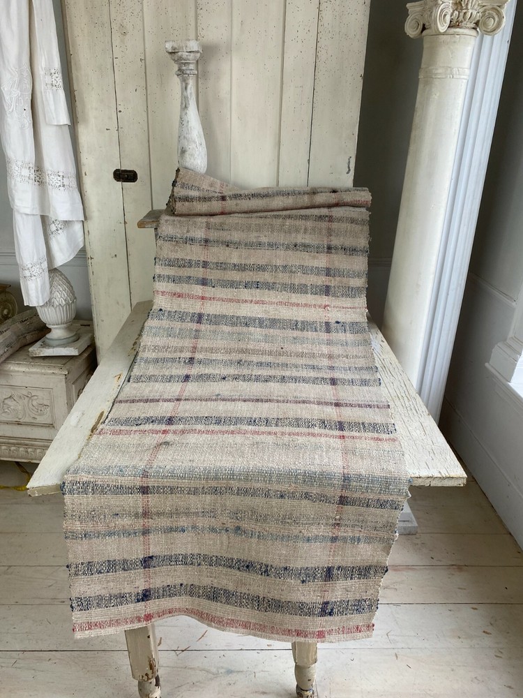 Rag Rug stair runner Table runner fabric material handwoven European textile