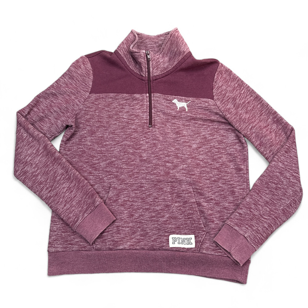 Victoria's Secret Love PINK 1/4 Zip Pullover Jacket Womens Size Small Puppy Logo