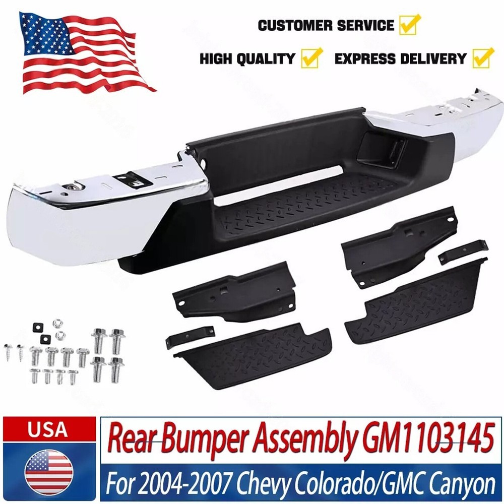 For 2004-2007 GMC Canyon Chevrolet Colorado Rear Bumper Assembly Chrome Steel