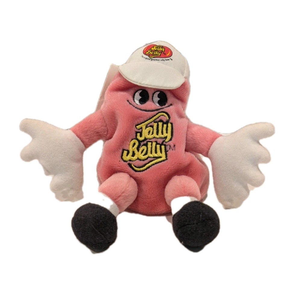 Vintage 1999 Jelly Belly Cotton Candy Pink Jelly Bean Plush Clip NWT