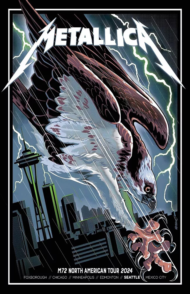 Metallica M72 USA Mexico Tour 2024 2025 Concert Poster 11 X 17 Framed