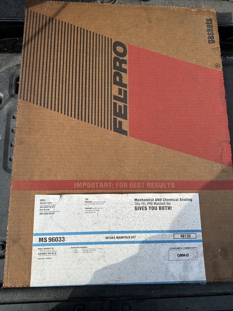 NOS Intake Manifold Set for 75-08 GM 3.2L 3.8L V6, Fel-Pro MS96033