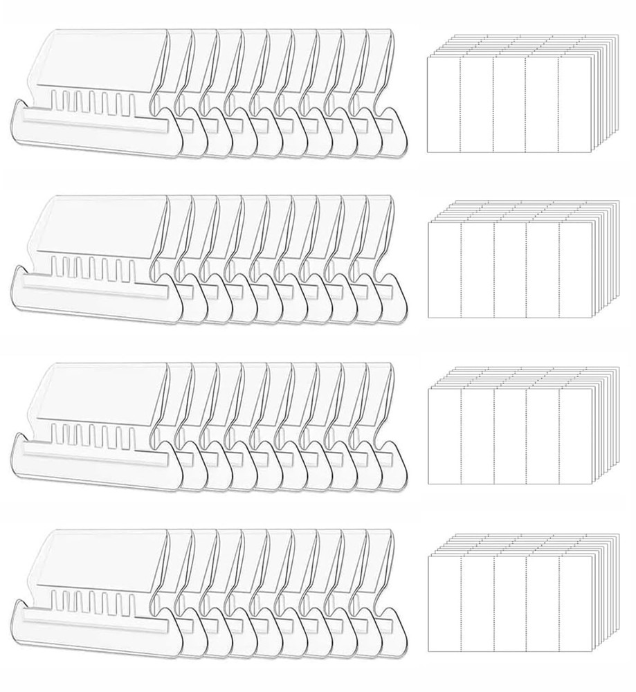200 Insertable Hanging File Folder Tabs with 400 Inserts - Clear