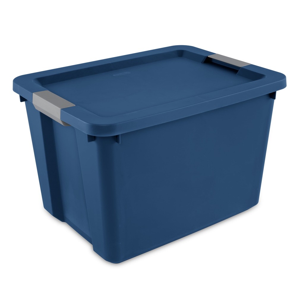 20 Gallon Blue Plastic Storage Bin with Secure Latch Lid