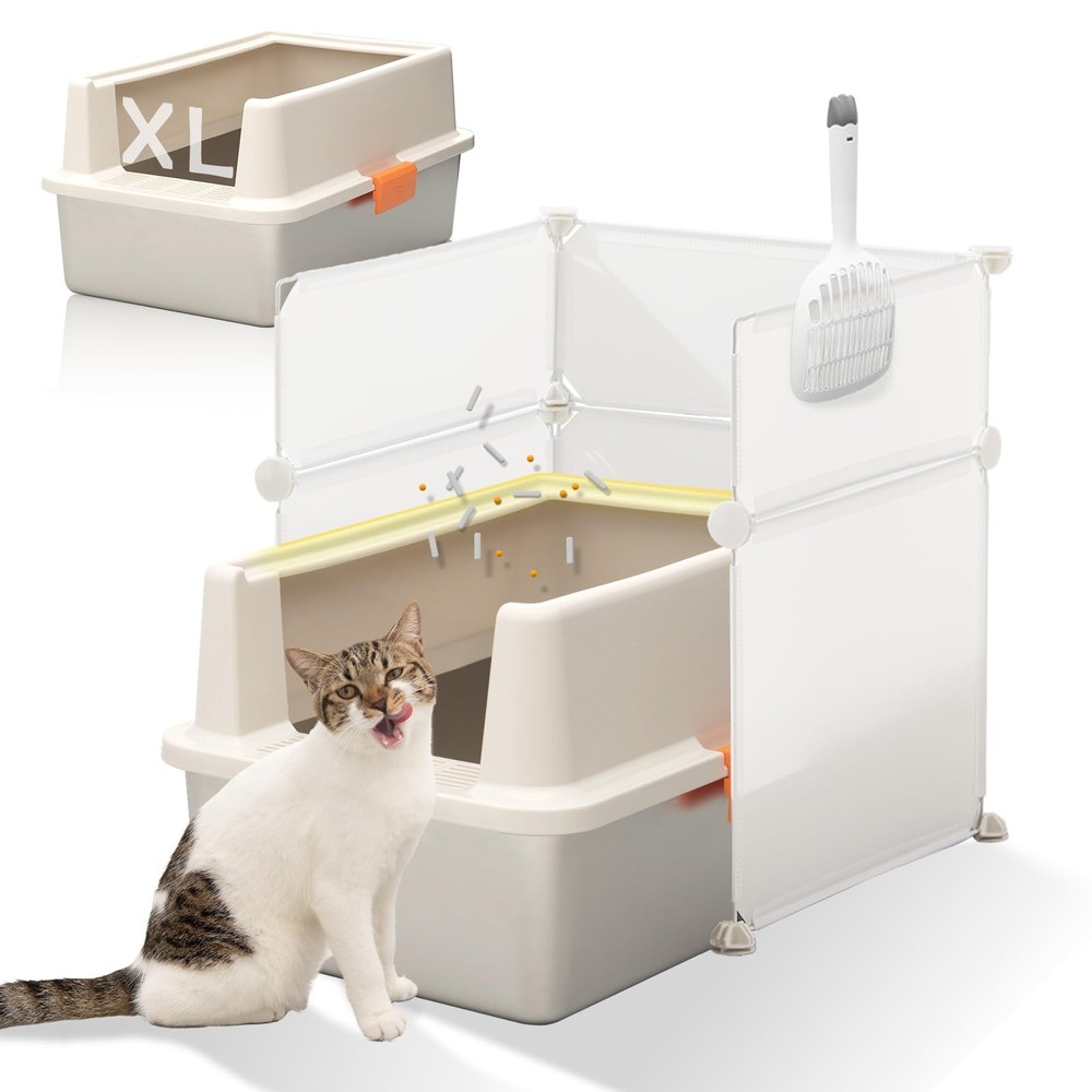 Stainless Steel Litter Box with Lid Extra Large XL for Big Cats, Enclosed Met...