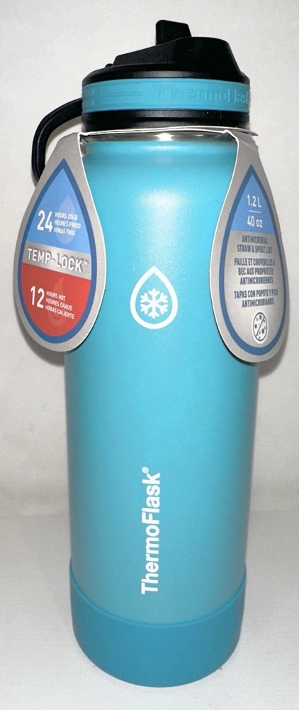 New ThermoFlask 40 oz Large Blue Bottle Hot/Cold BPA-Free Insulated Drink Flask
