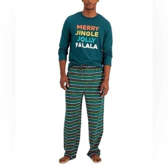 FAMILY PAJAMAS Matching Men's Merry Jingle Mix It Family Pajama Set, New S