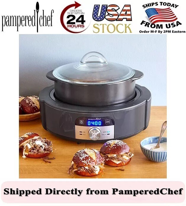 PamperedChef Rockcrok 4Qt Slow Cooker Set Brand New Free Shipping