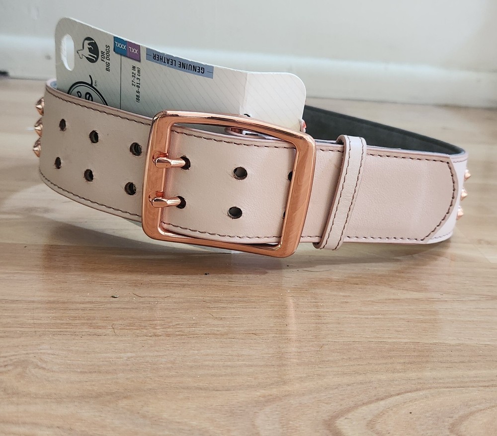 Genuine Leather Studded Dog Collar for Large Breeds 90-140lbs New with Tags