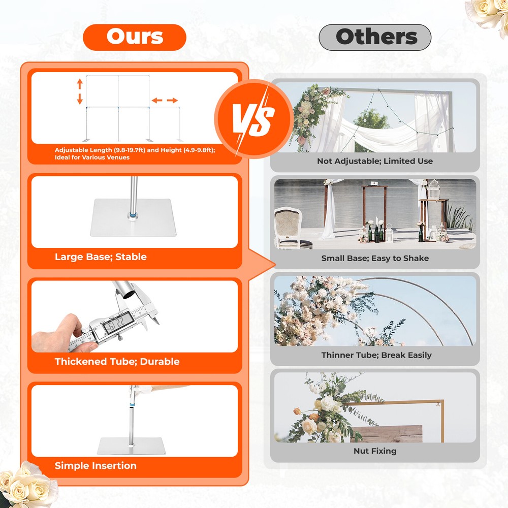 Telescopic 10x10ft or 10x20ft Wedding Backdrop Stand Kit with Curtain Frame