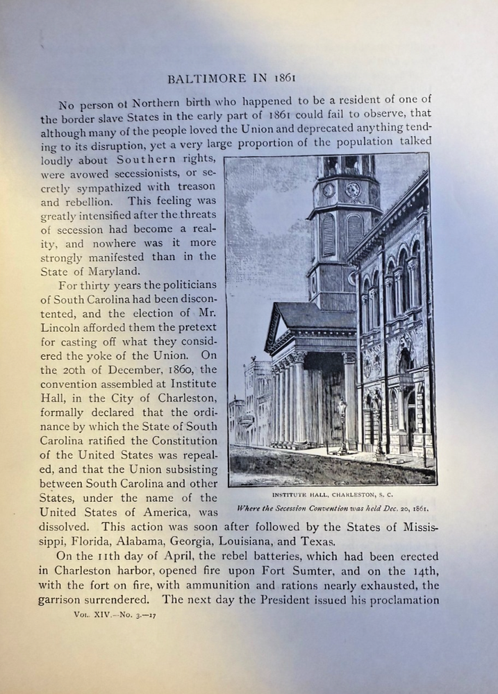 1885 Baltimore Maryland At Start of Civil War 1861 illustrated