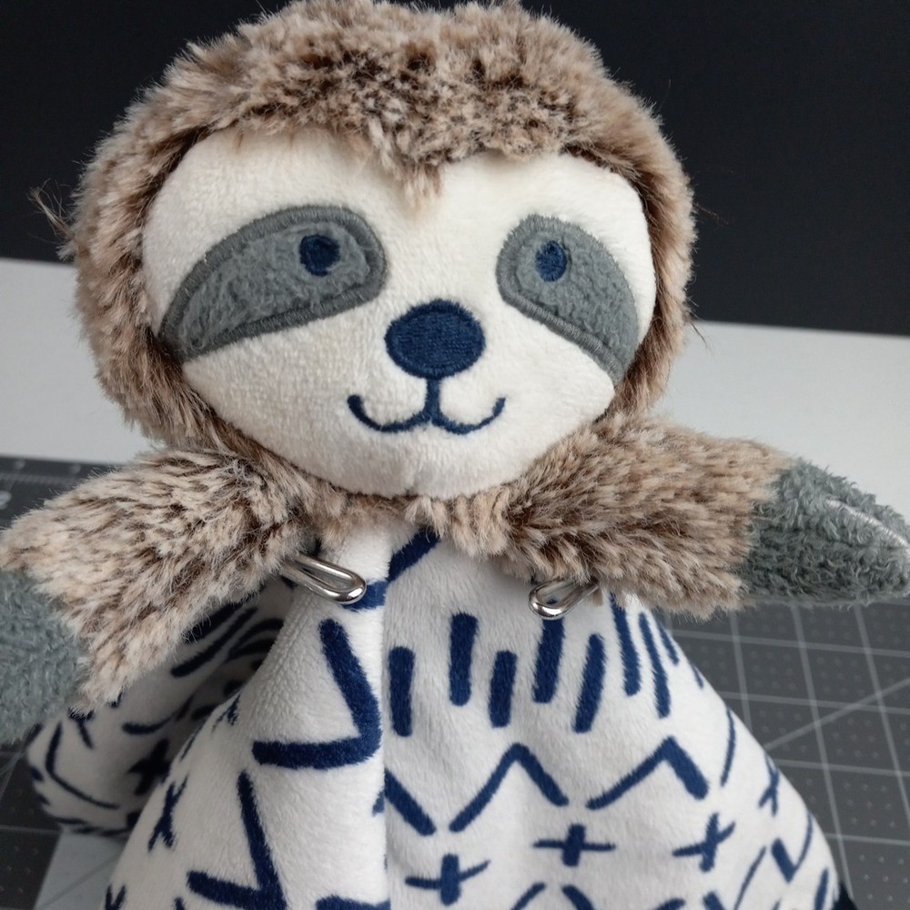 Cloud Island Sloth Security Blanket Lovey Navy Blue Satin Trim Lovie Baby Plush