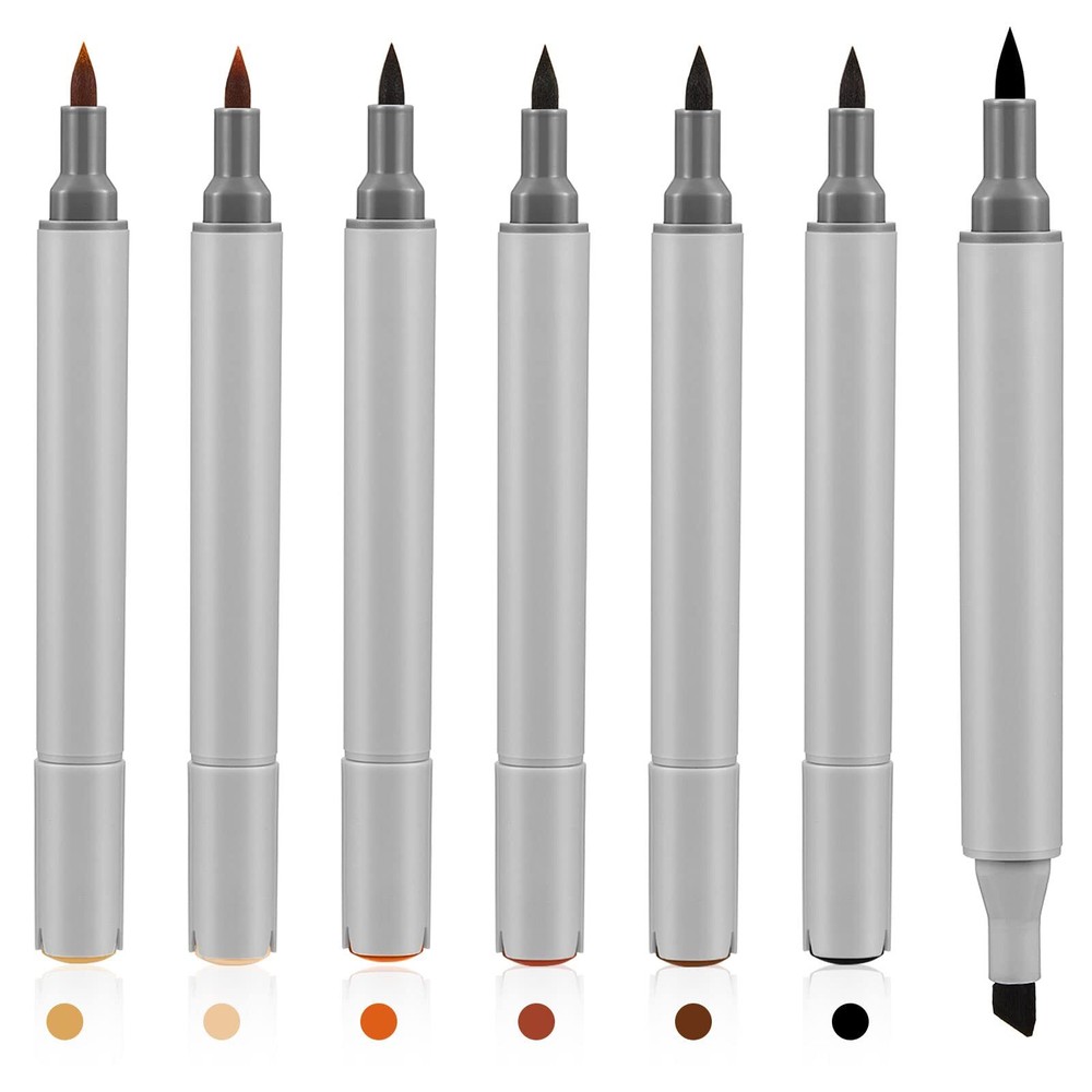 6 Pack Dual Tip Leather Dye Marker Pens Leather Touch up Pen Shoe Marker Leat...