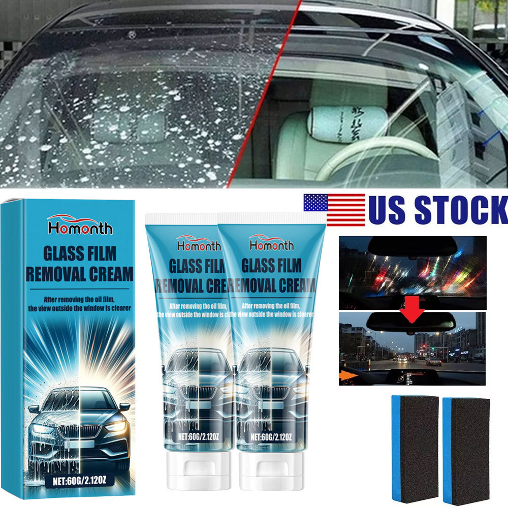 2 Pack Car Glass Oil Film Cleaner Paste for Windshield Water Spots  