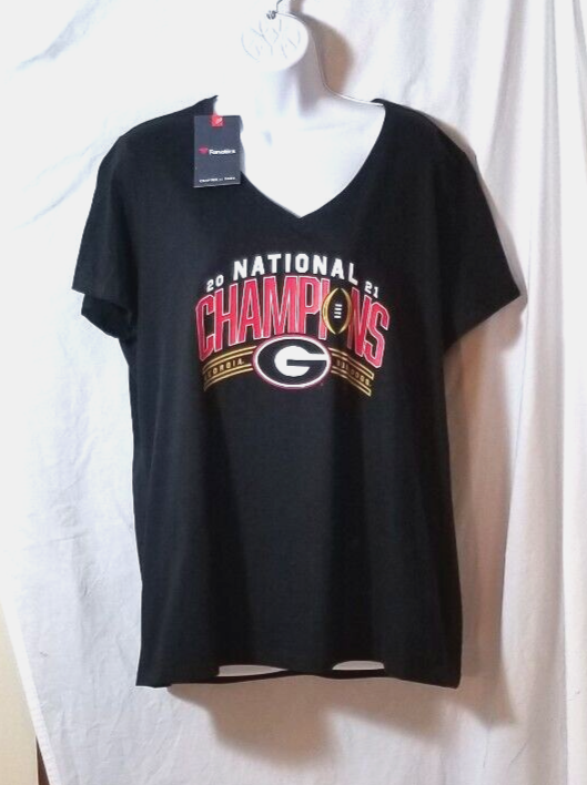 Fanatics Football National Championship 2021 UGA Adult Womens XL Black SS T NEW
