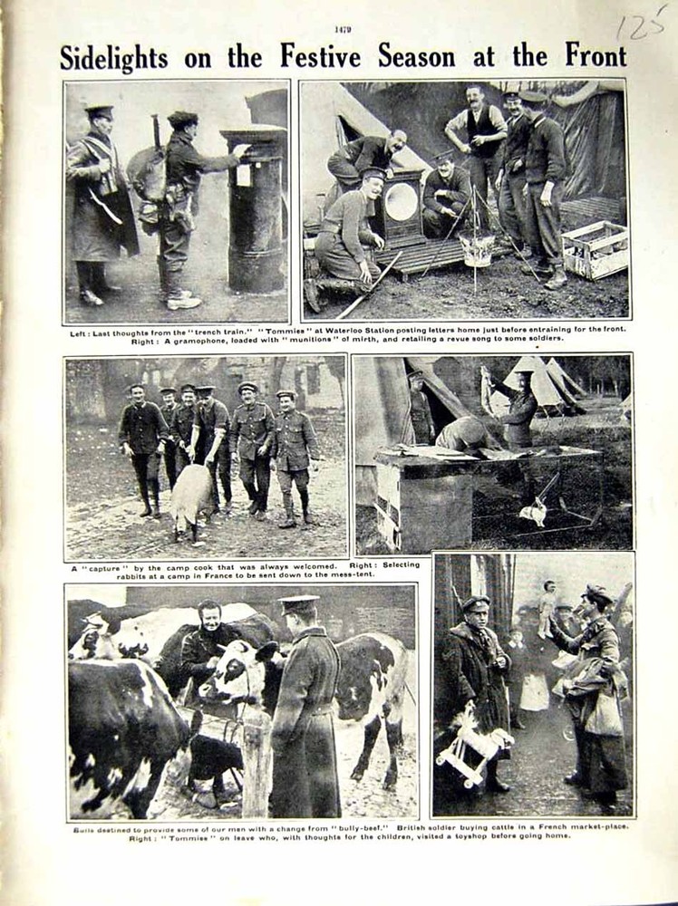 Original Old Antique Print 1915-16 World War Waterloo Station British Siers