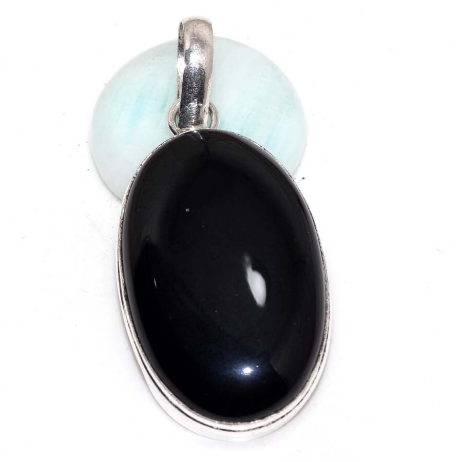 Black Onyx 925 Silver Plated Gemstone Pendant 2
