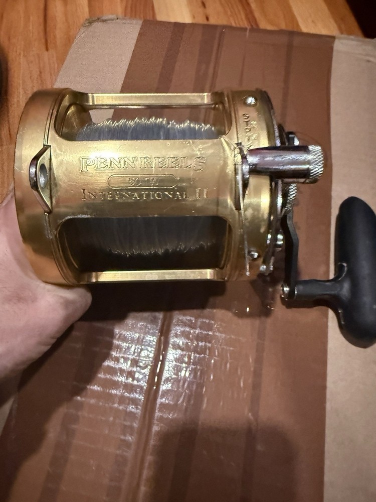 Penn TW 50W International Reel - Gold 80lb Braid 80lb Mono Top Shot  Powerhandle