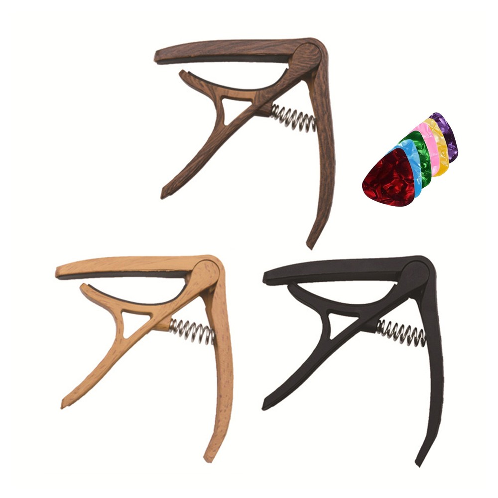 Ukulele Capo Set Multipurpose Nylon Acoustic Guitar Capo Set with Picks