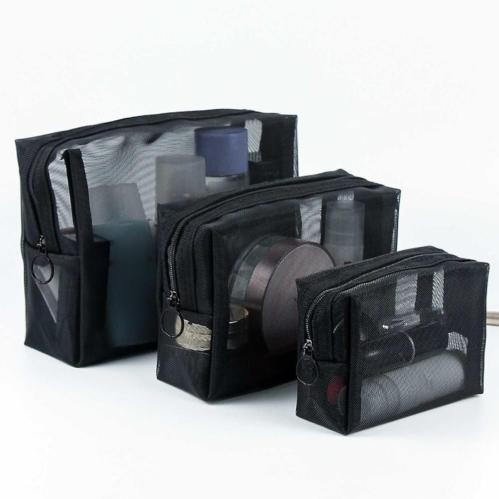Mesh Clear Makeup Organizer Bag Travel Toiletry Case Portable Transparent Cosmetic Pouch  