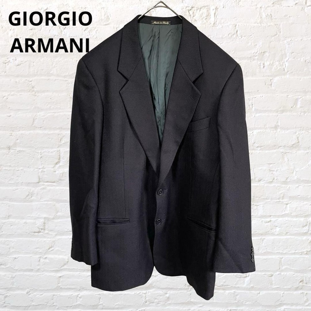 Giorgio Armani Navy Tailored Jacket for Men Size Large Classic Stylish Pre-Owned