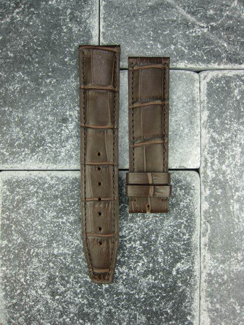 18mm Genuine Grain Leather Strap for IWC Pilot Watch with Brown Stitching