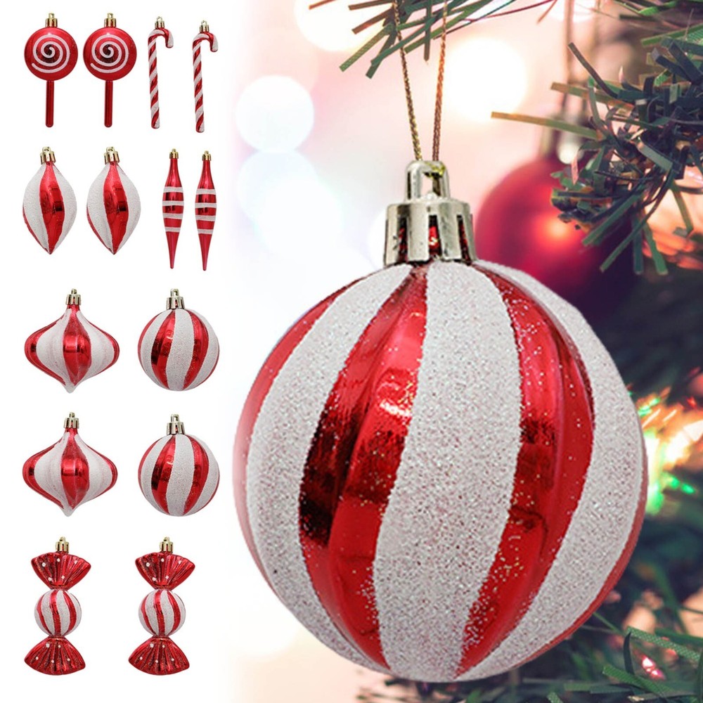 14PCS Christmas Candy Cane Tree Hanging Decorations Decorate Ornaments Gift Set