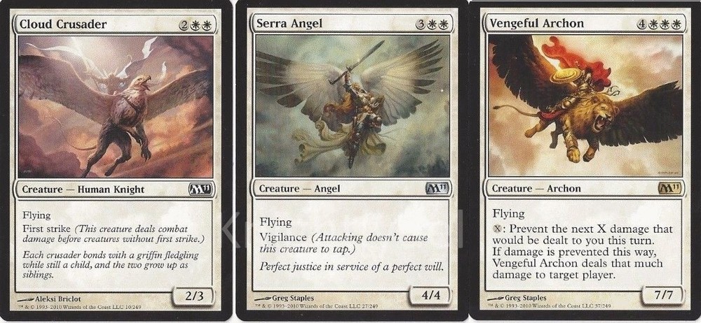 Magic MTG Mono White Flying Deck with Vengeful Archon and Squadron Hawk - 60 NM Cards