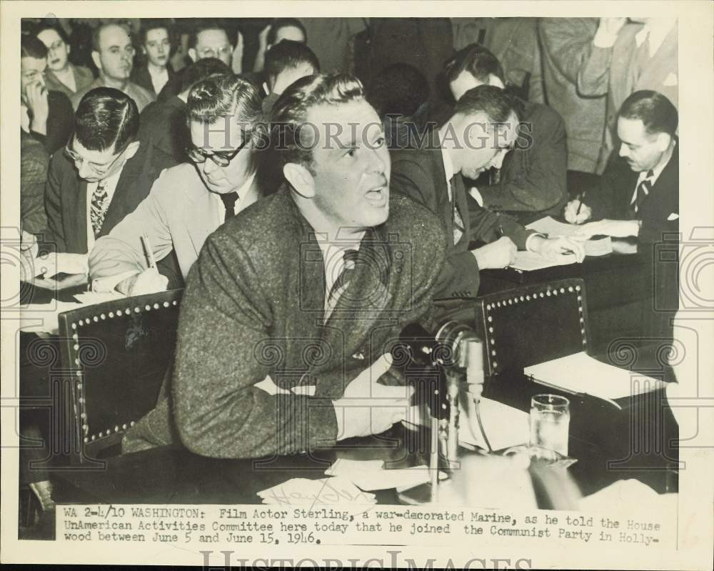 1951 Press Photo Film actor Sterling testifies he joined Communist Party, D.C.