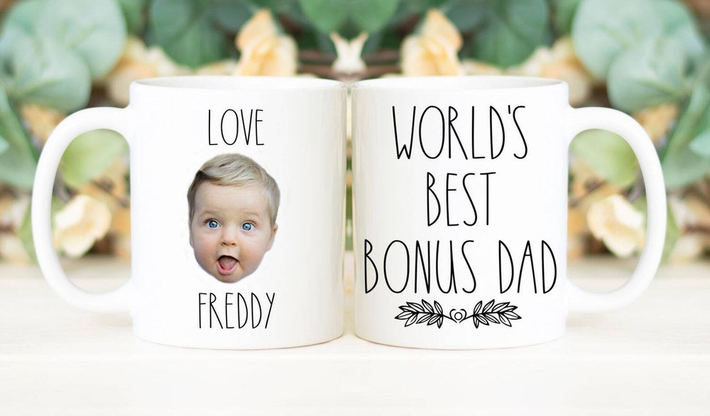 World's Best Bonus Dad Coffee Mug Father's Day Gift Personalized With Photo Of