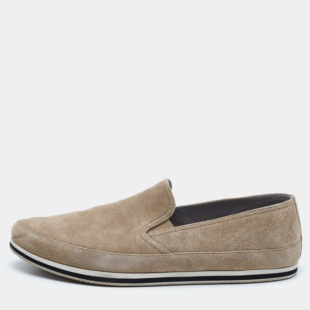 Prada Sport Beige Suede Slip On Sneakers Size 45.5