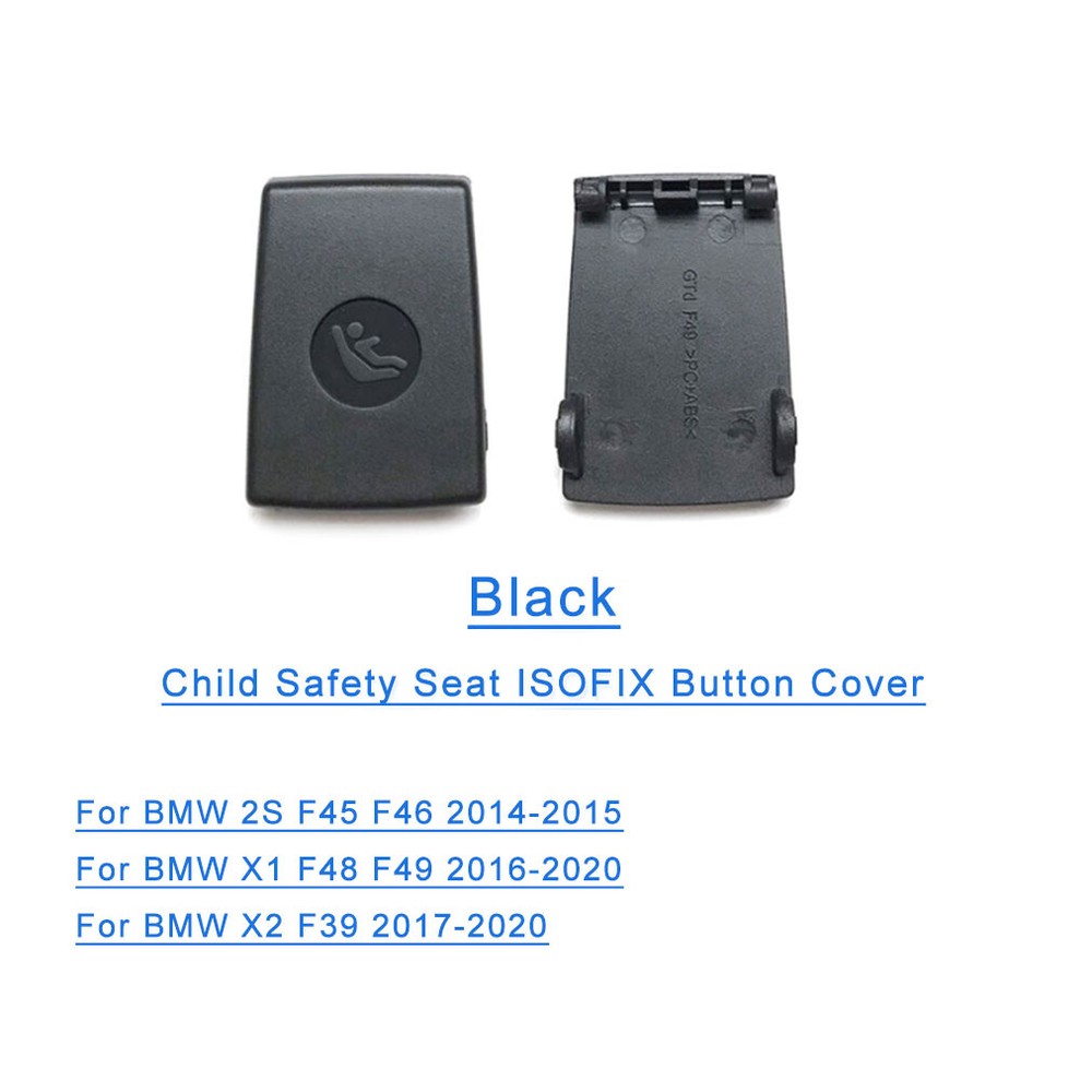 Black Rear Child Safety Seat ISOFix Cover Flap For BMW 2 Series X1 X2 F39 F45/49