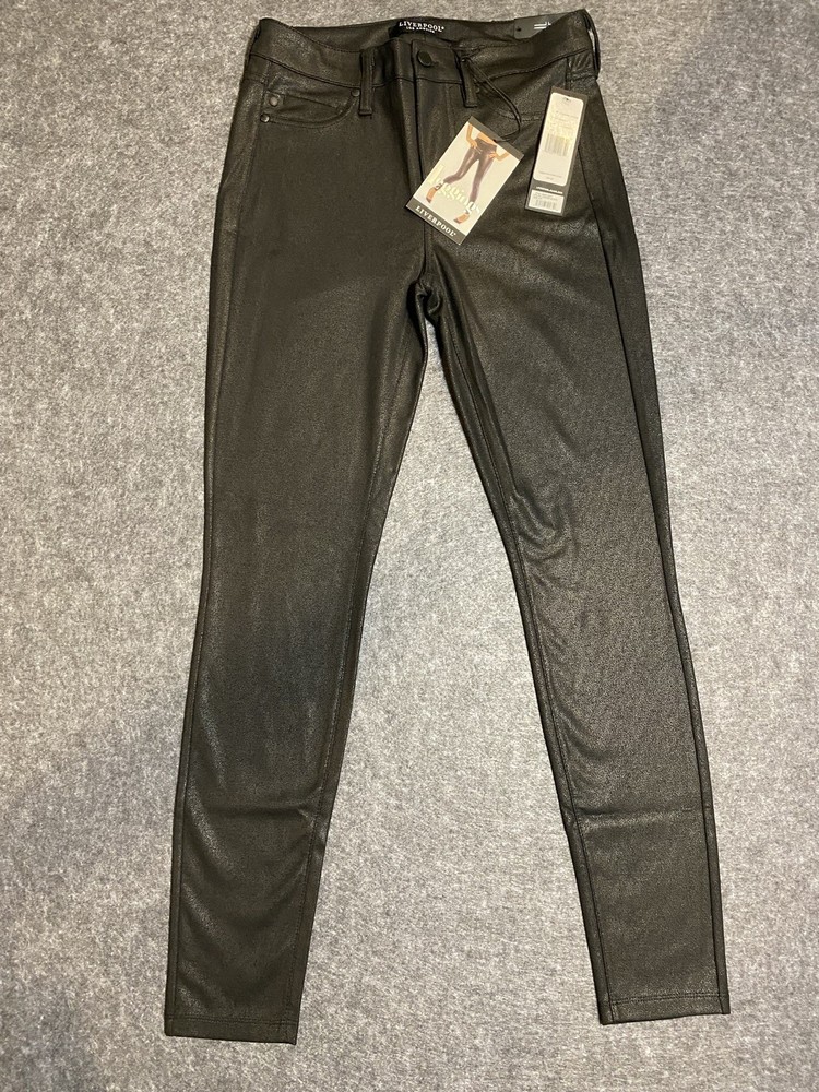 NWT Liverpool 4/27 Madonna Leggings Coated Black Pull On Pants