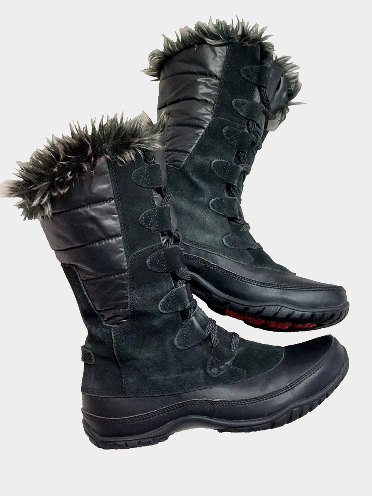 Women's North Face Nuptse Purna Waterproof Boots Black Faux Fur Size 7
