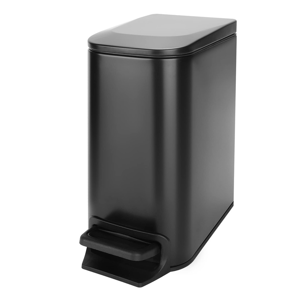 Small Bathroom Trash Can with Lid Soft Close, Step Pedal, 6 Liter / 1.6 Gallo...
