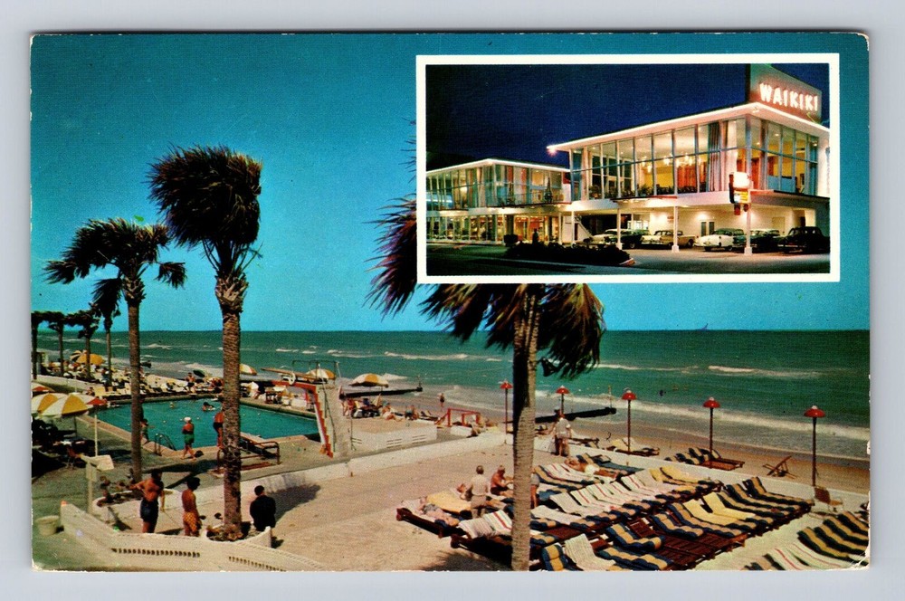 Vintage Miami Beach Waikiki Hotel FL Florida Advertising Postcard